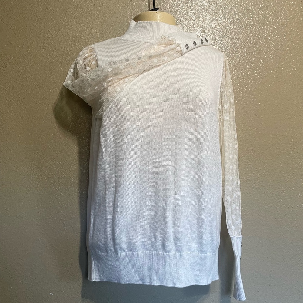 Talbots Cream Sweater with Ribbed Collar New perfec condition